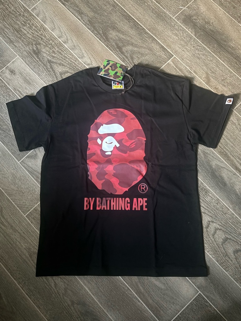 Black T-Shirt with Red Camo Ape Head